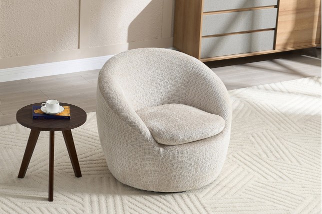 Fauteuil ALPINE pivotant 360° tissu texturé beige