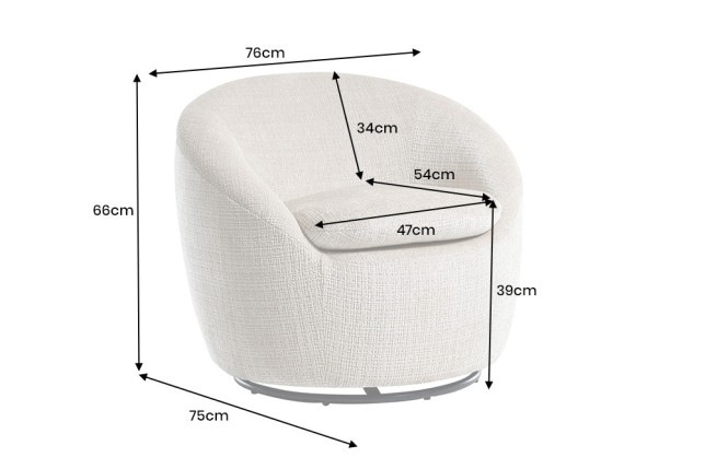 Fauteuil ALPINE pivotant 360° tissu texturé beige