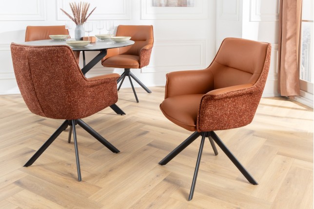 Fauteuil pivotant LE GRAND cuir cognac 180°