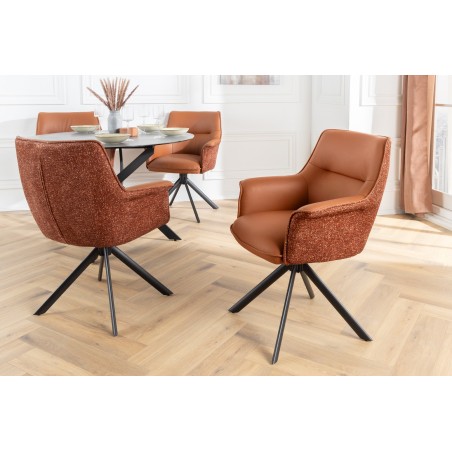 Fauteuil pivotant LE GRAND cuir cognac 180°