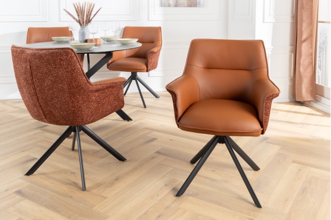Fauteuil pivotant LE GRAND cuir cognac 180°