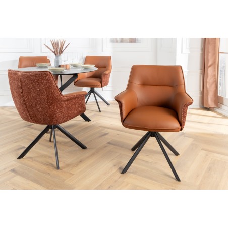 Fauteuil pivotant LE GRAND cuir cognac 180°