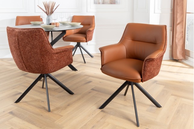 Fauteuil pivotant LE GRAND cuir cognac 180°