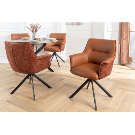 Fauteuil pivotant LE GRAND cuir cognac 180°