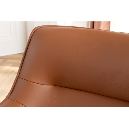 Fauteuil pivotant LE GRAND cuir cognac 180°