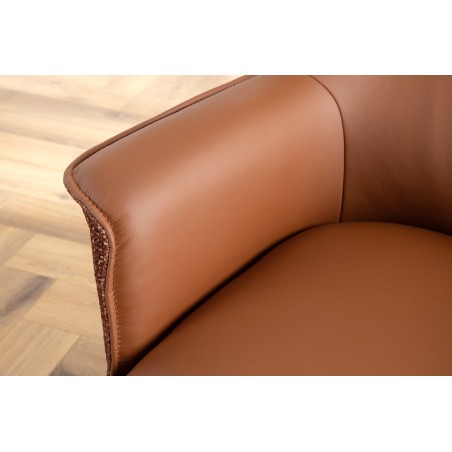 Fauteuil pivotant LE GRAND cuir cognac 180°