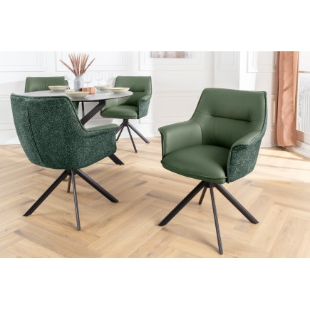 Fauteuil pivotant LE GRAND vert cuir et tissu 180° 2
