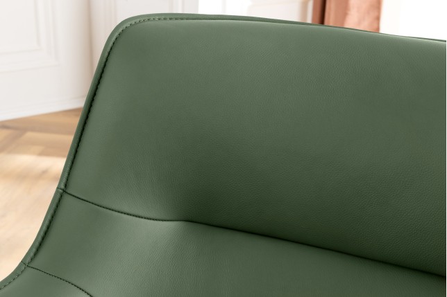 Fauteuil pivotant LE GRAND vert cuir et tissu 180°