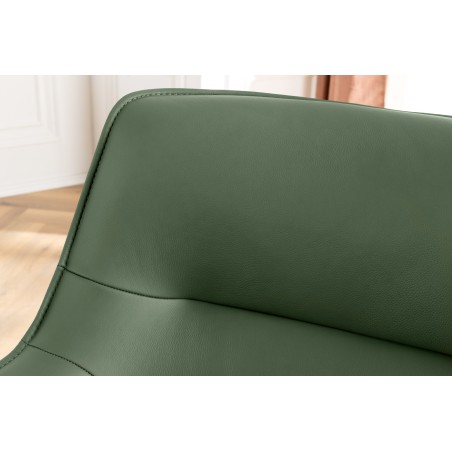Fauteuil pivotant LE GRAND vert cuir et tissu 180°