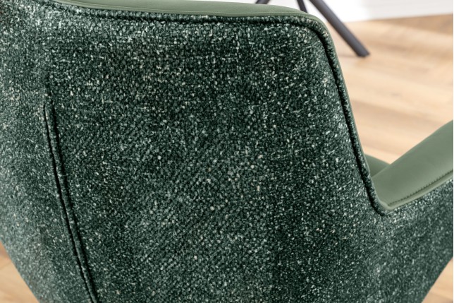 Fauteuil pivotant LE GRAND vert cuir et tissu 180°