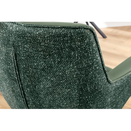 Fauteuil pivotant LE GRAND vert cuir et tissu 180°
