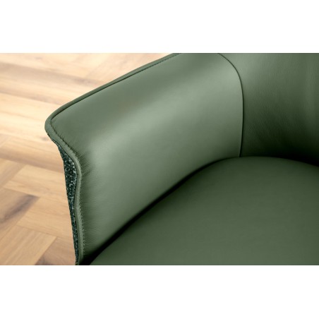 Fauteuil pivotant LE GRAND vert cuir et tissu 180°