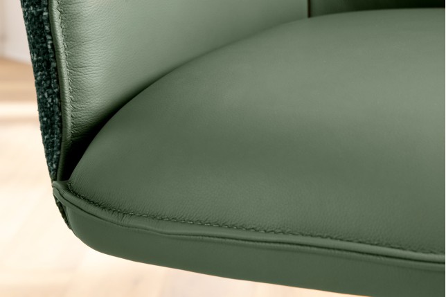 Fauteuil pivotant LE GRAND vert cuir et tissu 180°