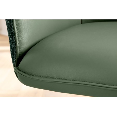 Fauteuil pivotant LE GRAND vert cuir et tissu 180°