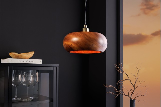 Suspension ALVA 25cm bois d'acacia et fer naturel