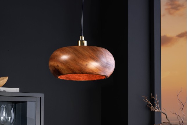 Suspension ALVA 25cm bois d'acacia et fer naturel