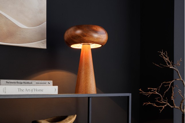 Lampe de table ALVA 40cm fer et acacia naturel