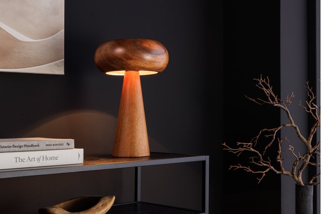 Lampe de table ALVA 40cm fer et acacia naturel