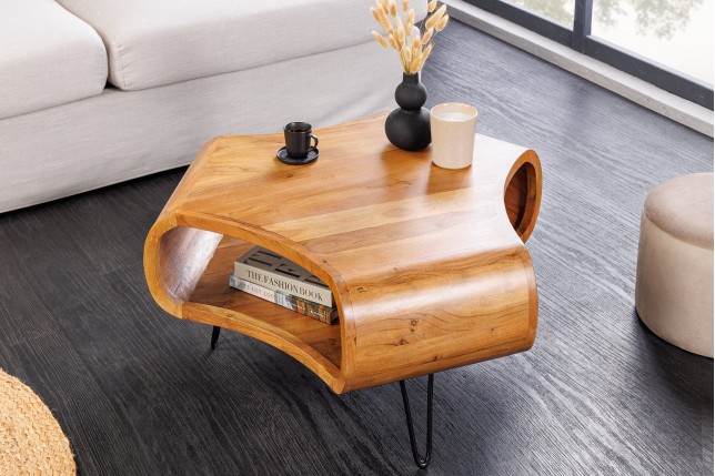 Table basse Organic Living acacia massif brun miel 70cm