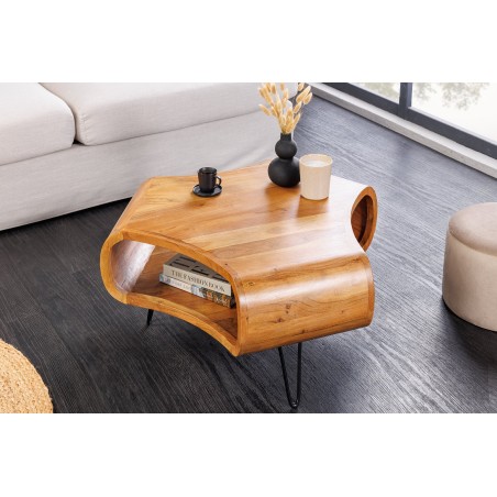 Table basse Organic Living acacia massif brun miel 70cm