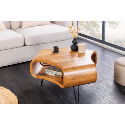 Table basse Organic Living acacia massif brun miel 70cm 2