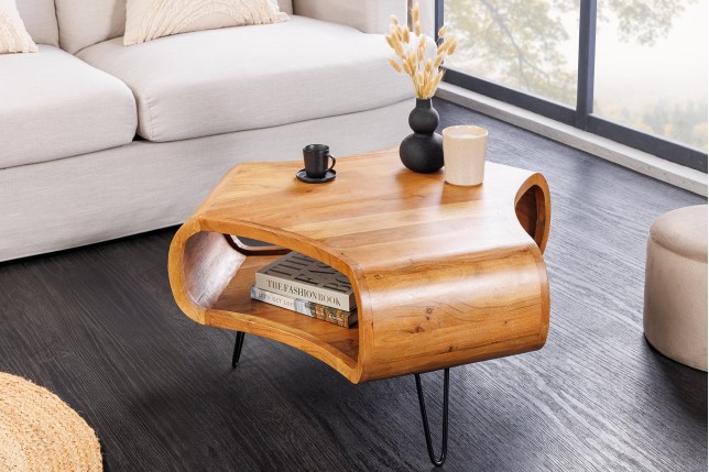 Table basse Organic Living acacia massif brun miel 70cm