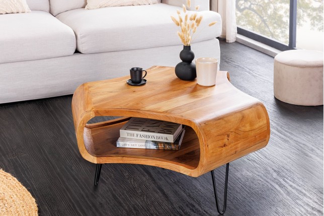 Table basse Organic Living acacia massif brun miel 70cm