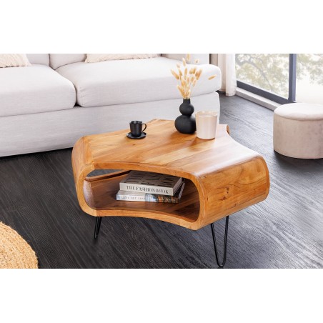 Table basse Organic Living acacia massif brun miel 70cm