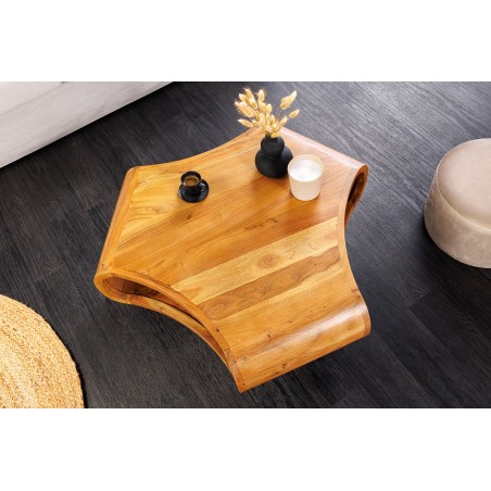 Table basse Organic Living acacia massif brun miel 70cm