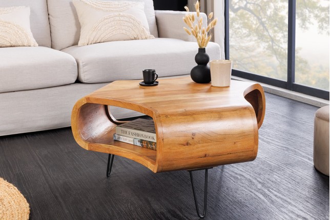 Table basse Organic Living acacia massif brun miel 70cm