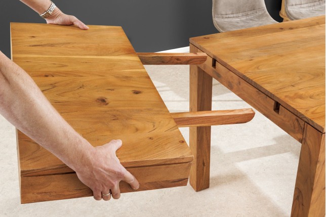 Table à manger extensible PURE acacia massif 120-200cm