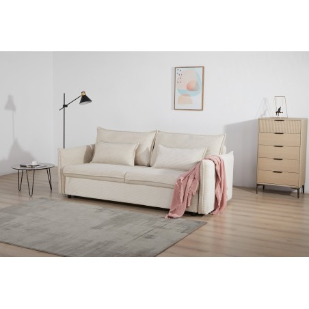 Canapé-lit APARTMENT 215cm 3 places tissu cordé beige