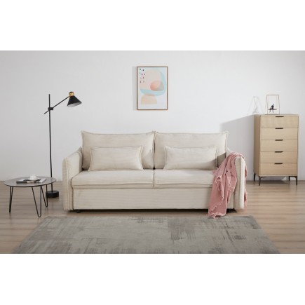 Canapé-lit APARTMENT 215cm 3 places en tissu cordé beige
