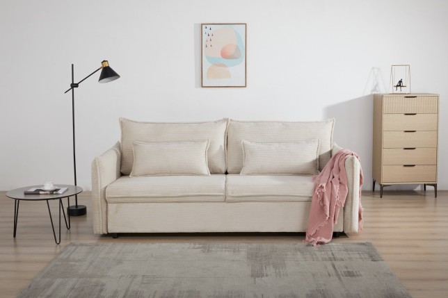Canapé-lit APARTMENT 215cm 3 places en tissu cordé beige