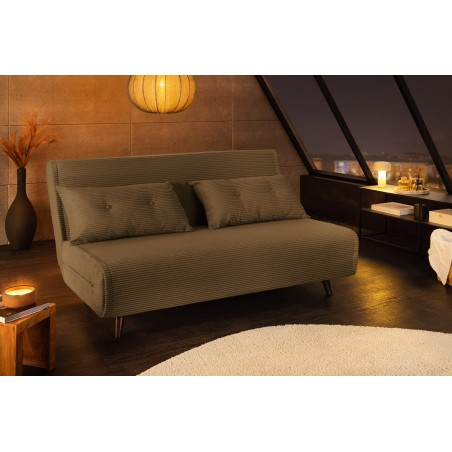 Fauteuil convertible SMART 140cm corde verte - pieds pin