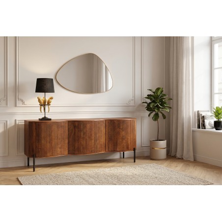 Buffet bas GRANDEUR 180cm manguier rétro pieds métal noir