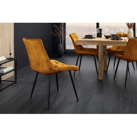 Chaise ROADSTAR velours moutarde pieds métal noir - Lot 4