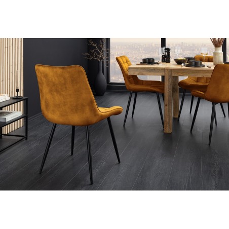 Chaise ROADSTAR velours moutarde pieds métal noir - Lot 4