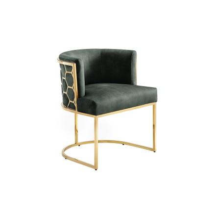 Chaise ELEGANCE velours vert et pieds dorés inox 2