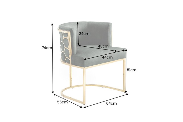 Chaise ELEGANCE velours vert et pieds dorés inox
