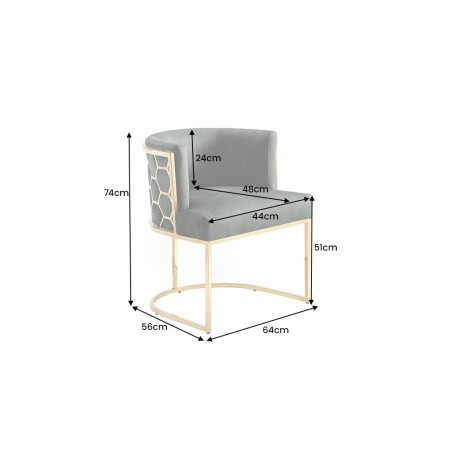 Chaise ELEGANCE velours vert et pieds dorés inox