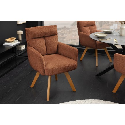 Fauteuil pivotant BIG GEORGE chenille brun rouille