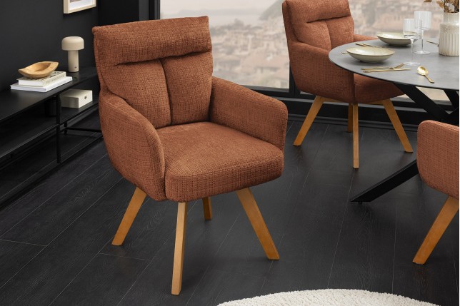 Fauteuil pivotant BIG GEORGE chenille brun rouille
