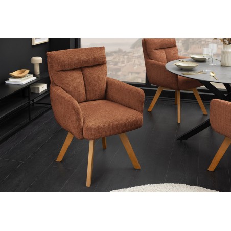 Fauteuil pivotant BIG GEORGE chenille brun rouille
