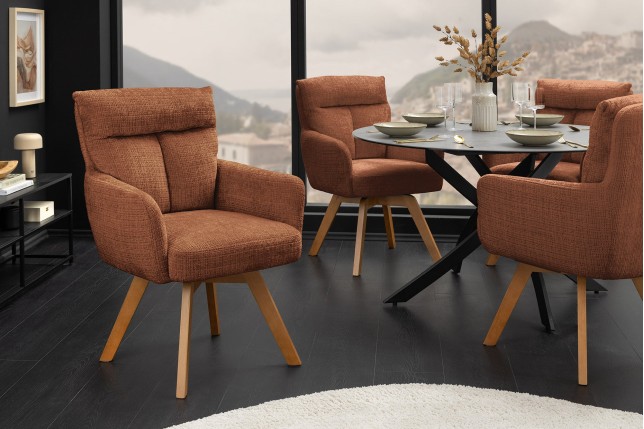 Fauteuil pivotant BIG GEORGE chenille brun rouille