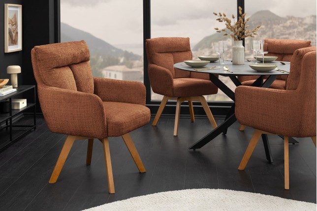 Fauteuil pivotant BIG GEORGE chenille brun rouille