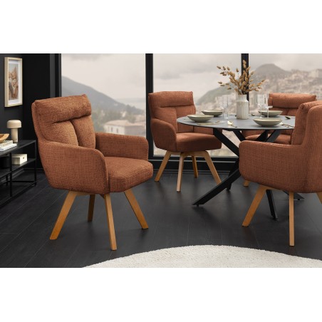 Fauteuil pivotant BIG GEORGE chenille brun rouille