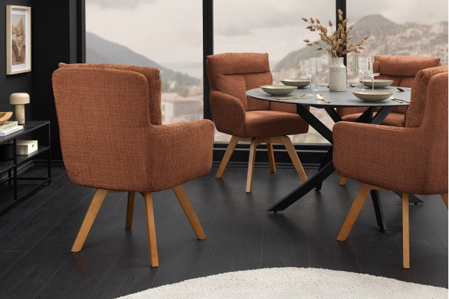 Fauteuil pivotant BIG GEORGE chenille brun rouille