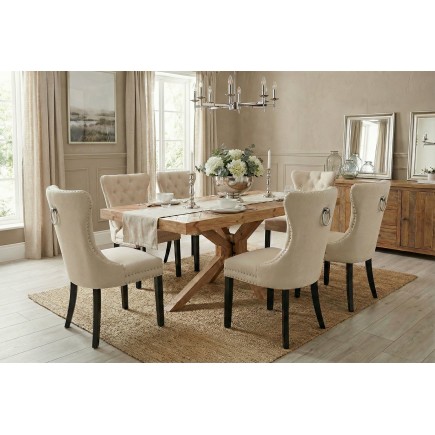 Chaise CASTLE lin beige style baroque - Lot de 2 2