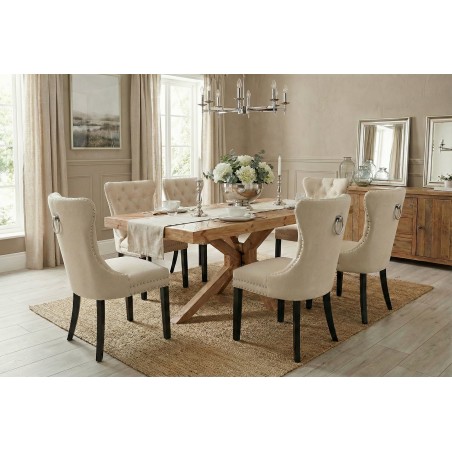 Chaise CASTLE lin beige style baroque - Lot de 2